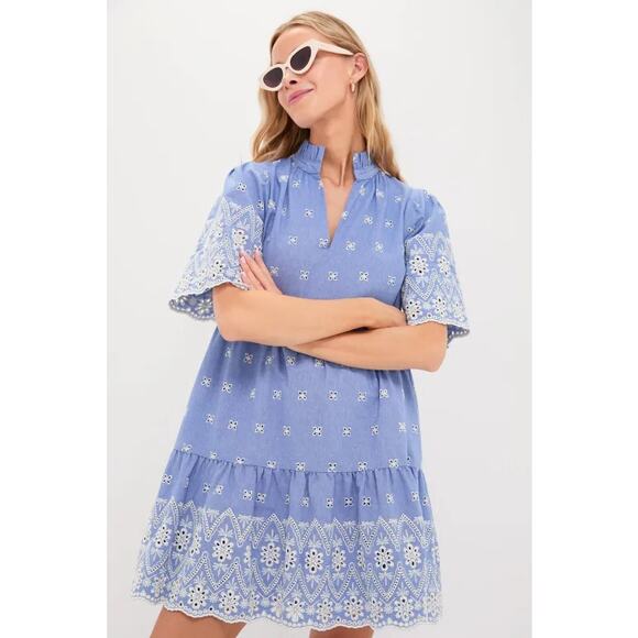 New NWT Tuckernuck Chambray Embroidered Crawford Mini Dress Size XL - Picture 1 of 11